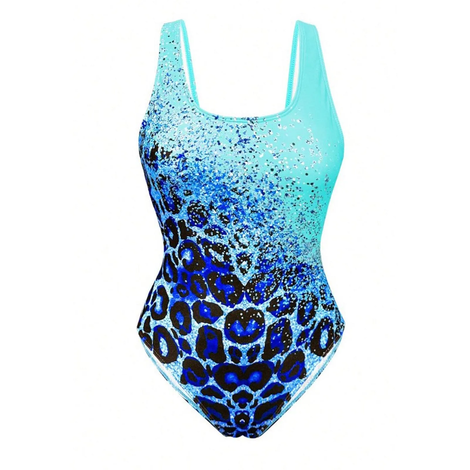 

Women Leopard Print Tie Dye One Piece Swimsuit Sleeveless Slim Fit UPF50+ Stretchy Breathable Quick Dry for Summer Beach Pool