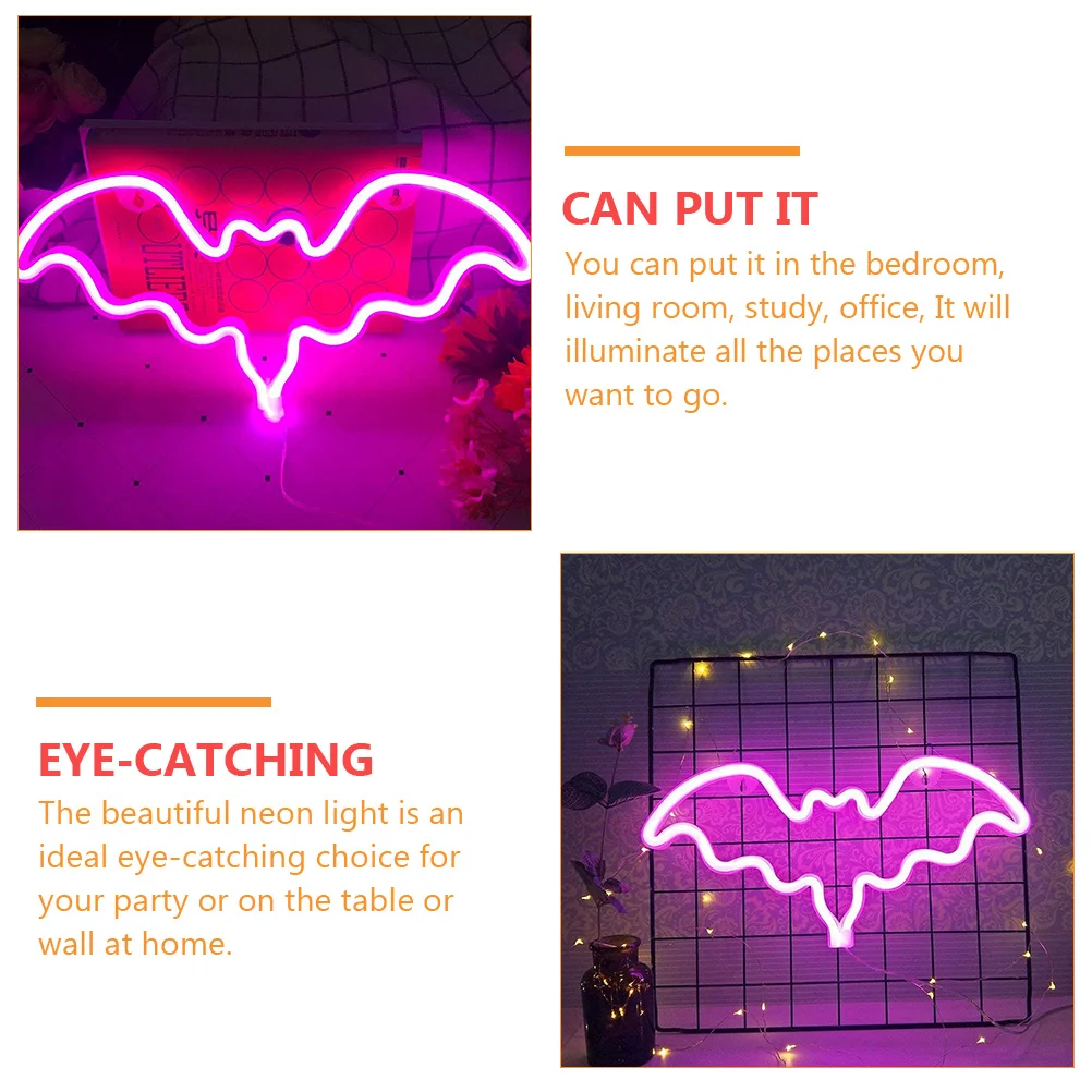 

The Sign LED Bat Light Decoration Halloween Lamp Plastic Bats Decorative Lights