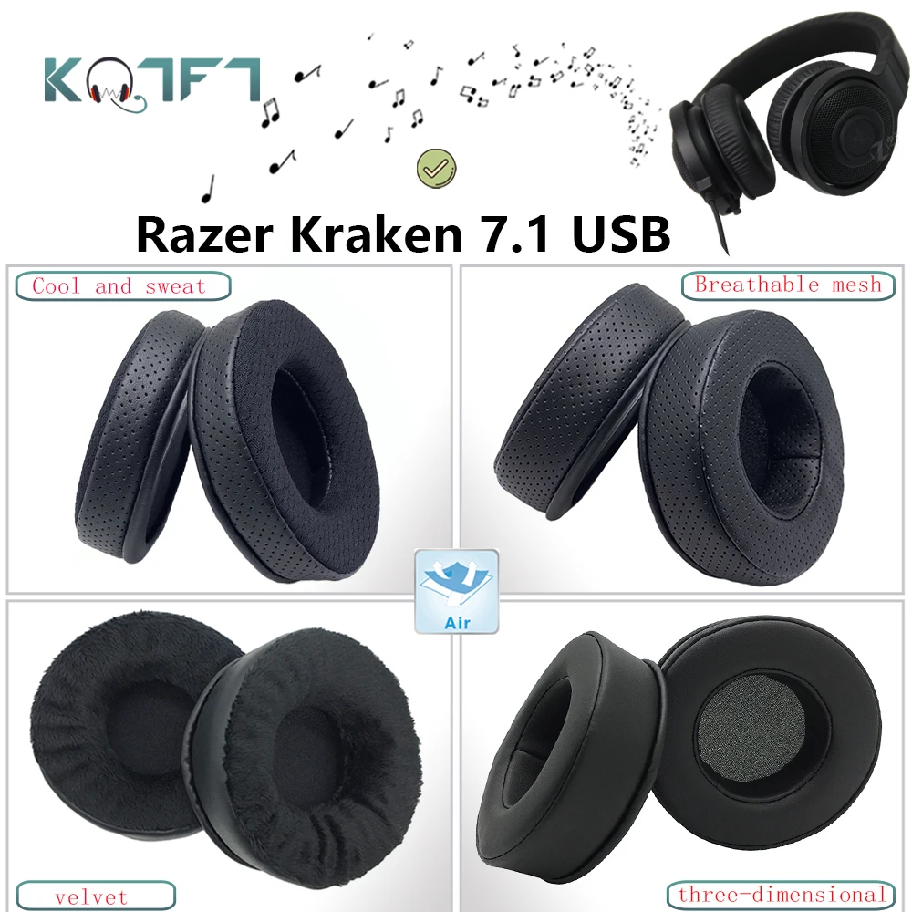 

KQTFT Protein skin Velvet Replacement EarPads for Razer Kraken 7.1 USB Headphones Ear Pads Parts Earmuff Cover Cushion Cups