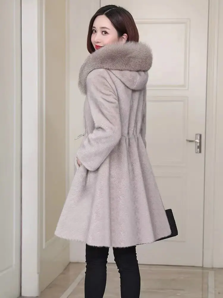 2024 Winter New Environmental Protection Imported Imitation Fox Fur Coat Elegant Loose Thick Mid-Length Fur Coat for Women LX300