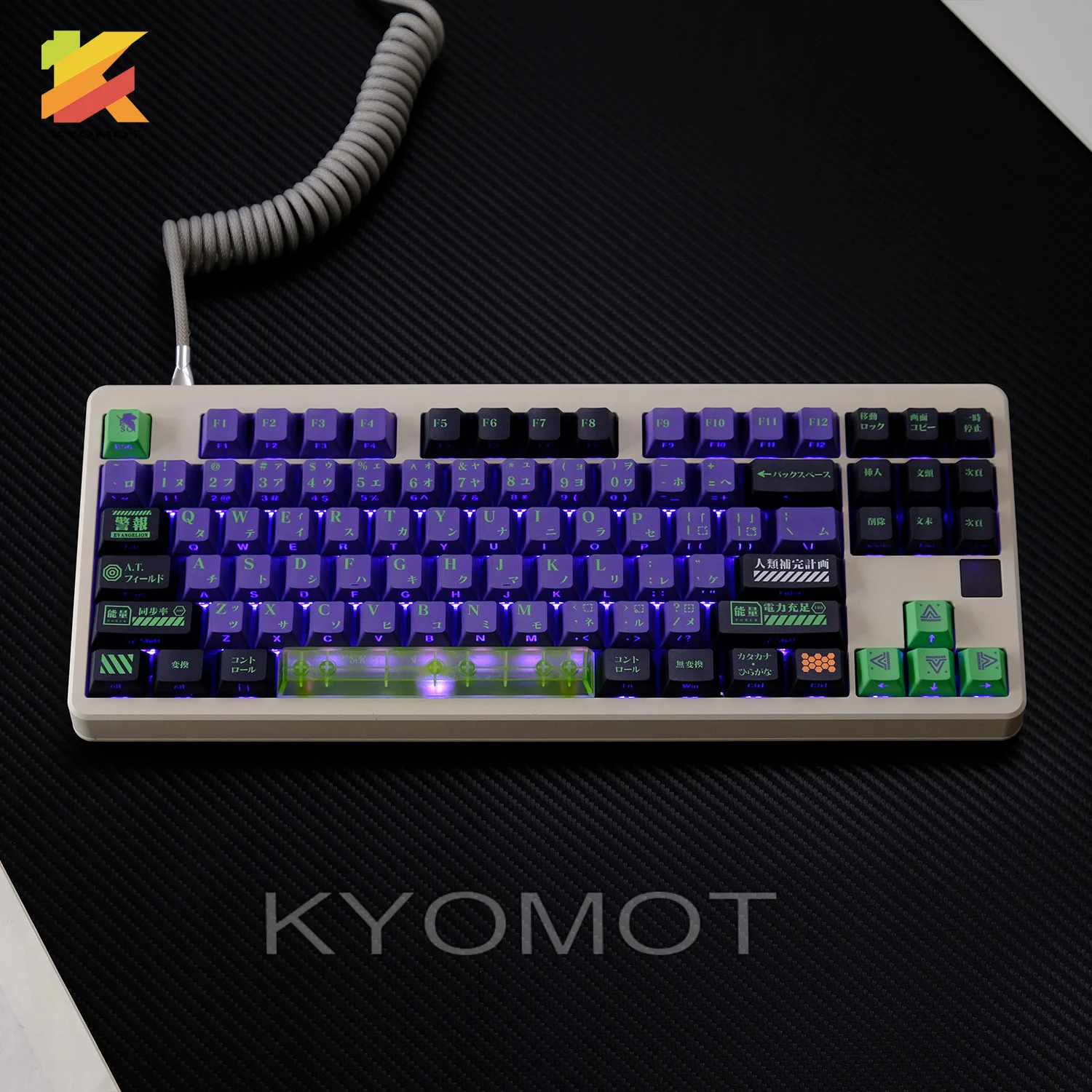 KTOMOT 136 مفتاح إيفا 01 آلة تألق من خلال أغطية المفاتيح الكرز الشخصي انمي ياباني لعبة Keycap للوحة المفاتيح الميكانيكية Mx التبديل