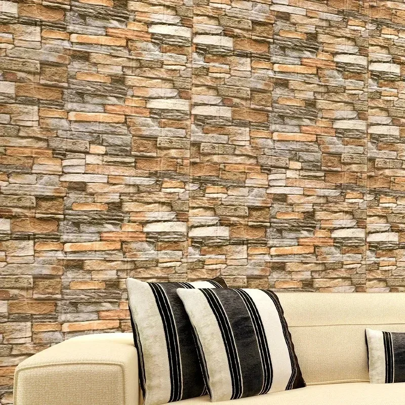 70cmx3m 3D Wall Sticker Imitation Brick Bedroom Home Decor Waterproof Self-adhesive DIY Wallpaper for Bedroom And Kitchen