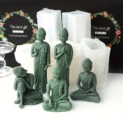 3D Buddha Silicone Mold Buddhist Namaste Standing Meditation Relaxing Monk Candle Soap Resin Mold DIY Religious Home Decor Tools