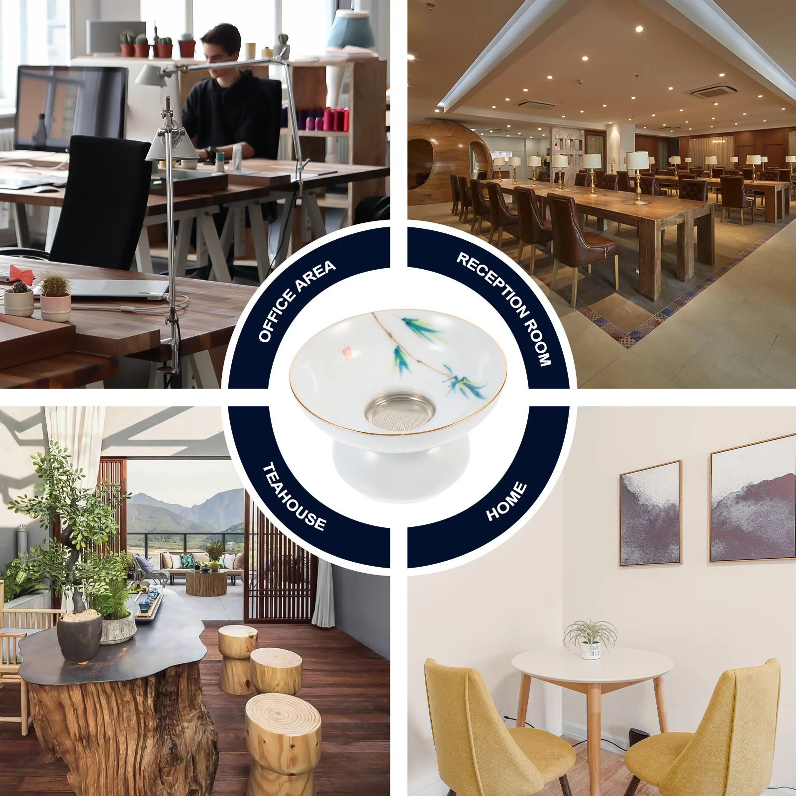 فلتر شاي سيراميك ستايل مع حامل سطح أملس مقاوم لدرجات الحرارة العالية مثالي لتخمير الشاي اليومي