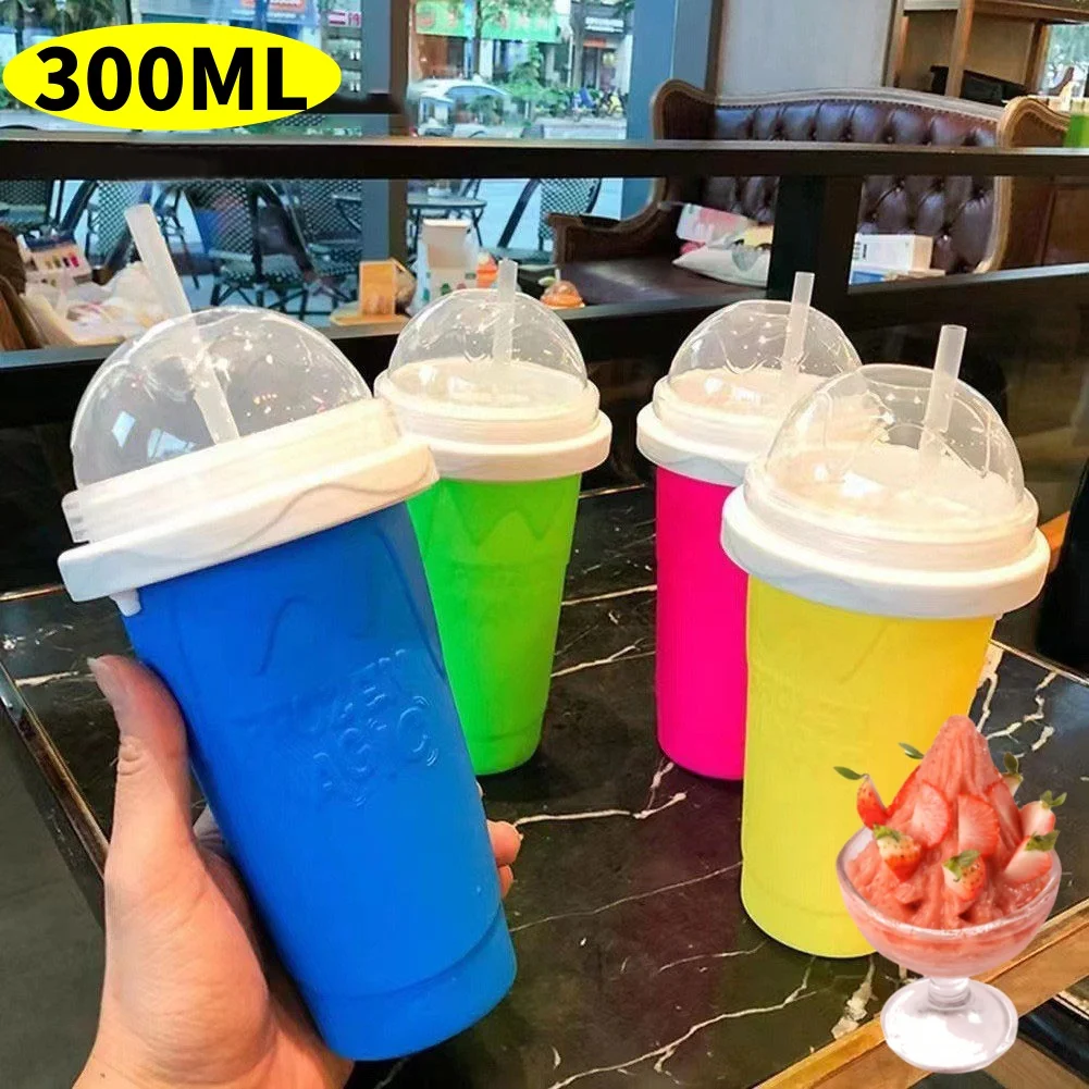 

Homemade Smoothie Cup Quick Frozen Ice Cream Milkshake Bottle with Lid Summer DIY Juice Iced Cup Freezed Portable Squeeze Slushi