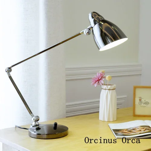 Simple Creative Metal Office Work Learning to Read Eye Protective LED Dimming Bedroom Desk Folding Long Arm Table Lamp