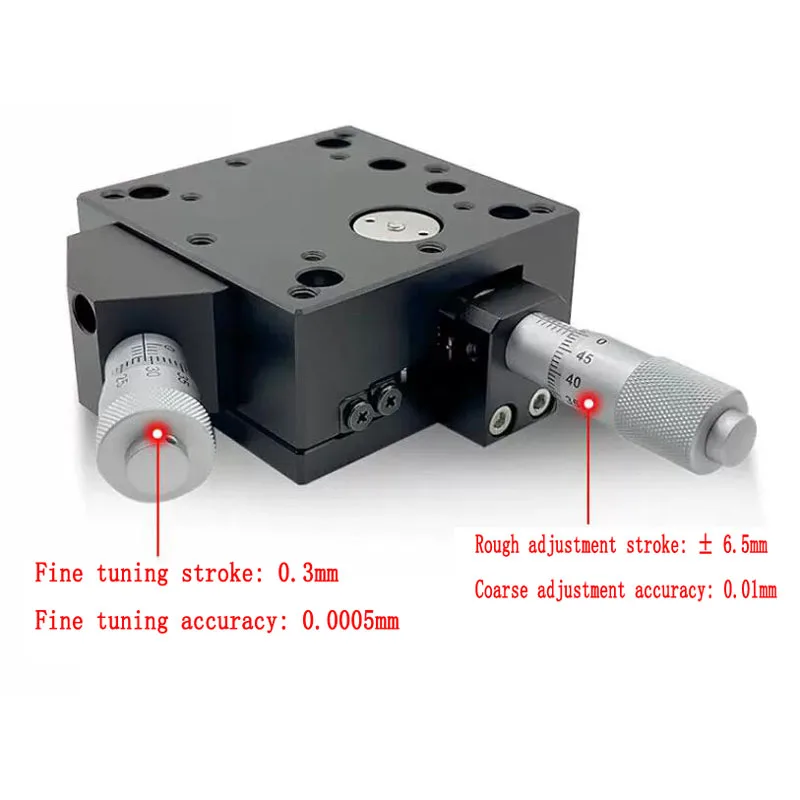 60x60mm X Axis Manual Linear Stage Cross Roller Guide Micrometer Slide Table Coarse Fine Adjust Precision Positioning Platform