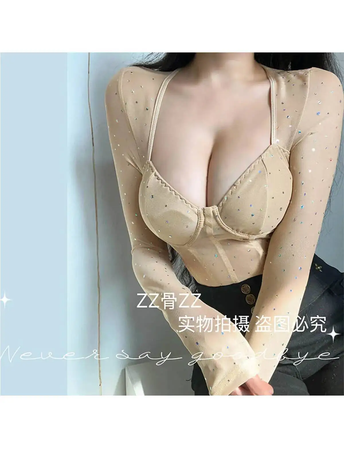 봄 신상 브이넥 메쉬 투명 허리 조임 섹시 긴팔 여성 롬퍼 의류 바디수트 점프수트 섹시 여성 4Q97