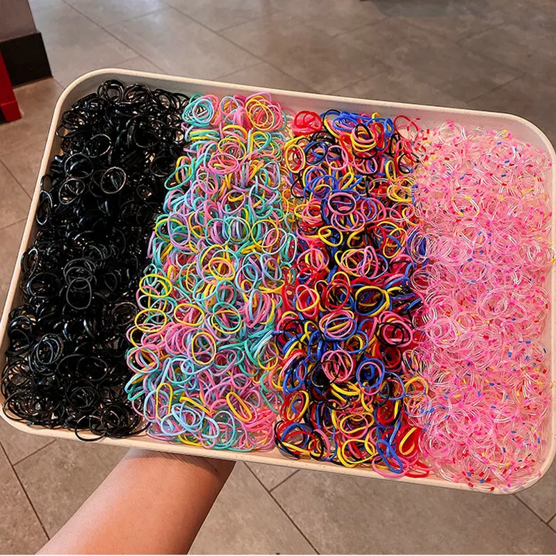 190-1000Pcs Girls Colorful Small Disposable Rubber Bands Gum For Ponytail Hold Scrunchie Hair Bands Fashion Hair Accessories