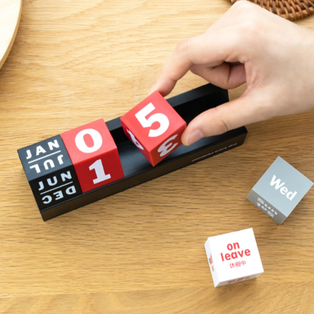 

Creative Cube Shape Perpetual Calendar Date Display Stationery Multi-function Desk Calendars Mini DIY Phone Holder Office