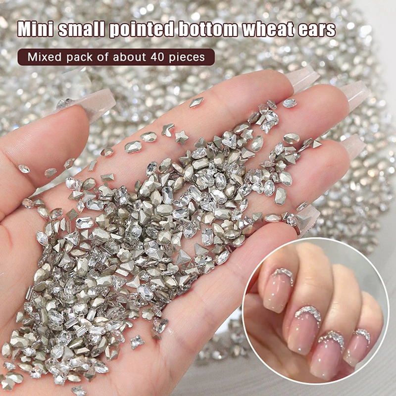 40pcs Zircon Mix Mini Nail Diamond Decoration Mixed Loading Stereoscopic Nail Accessories Nail Painting Nail Salon Nail Artists