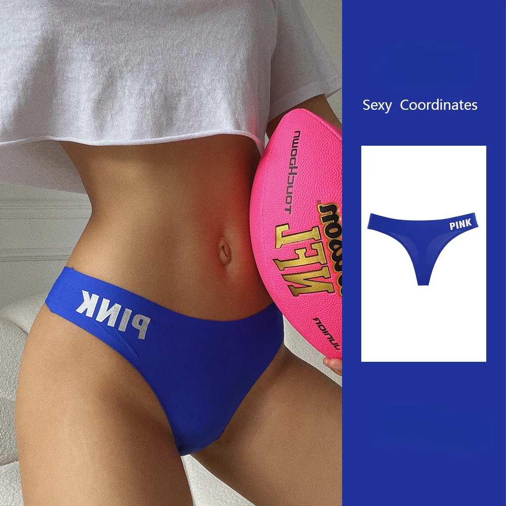 SP&CITY Pink Letter Ice Silk Sports Thong Thin Sexy Women Underwear Summer Breathable Traceless Panties Fitness Seamless Briefs