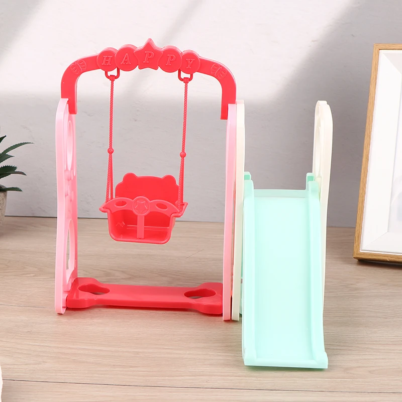 1Set Doll house home scene decoration swing slide suit model decoration amusement park-Toy