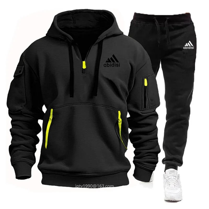 New Fashion Men\'s and Women\'s Sportswear and Pants Set Sportswear Top Pants Set 2-piece Fitness Comfort Hoodie