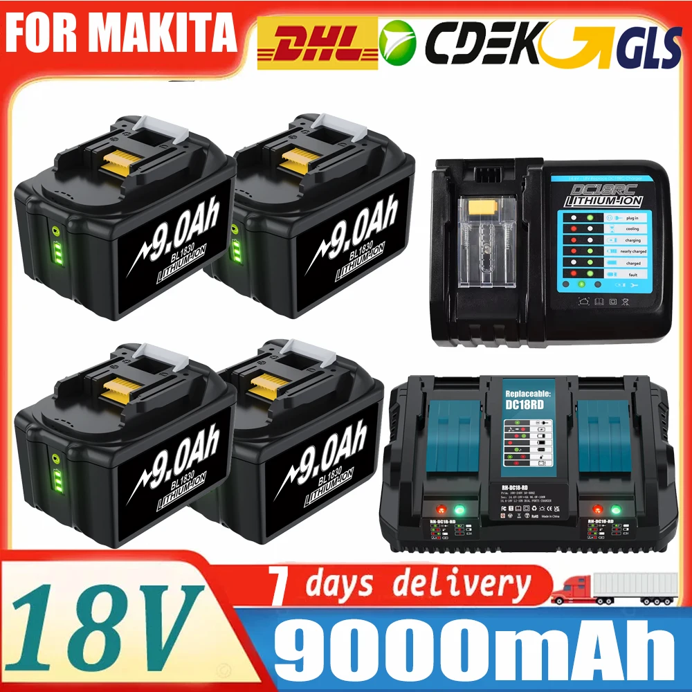 Литий-ионный аккумулятор Bonacell BL1830 18 В 9000 мАч для Makita 18 В BL1840 BL1850 BL1830 BL1860B BL1890 BL1830B LXT 400, аккумулятор для инструментов