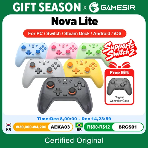 Gamesir Nova Lite PC Gamepads para Nintendo Switch 2 interruptor Oled Lite controlador Bluetooth efecto Hall Joysticks ventana 10 11