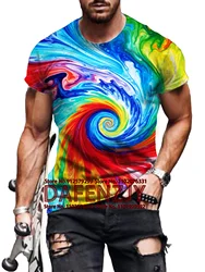 Summer New Business Casual Men's T-shirt Tie Dye 3d Print T Shirt Street Fashion Round Neck Men's Short Sleeve Y2K