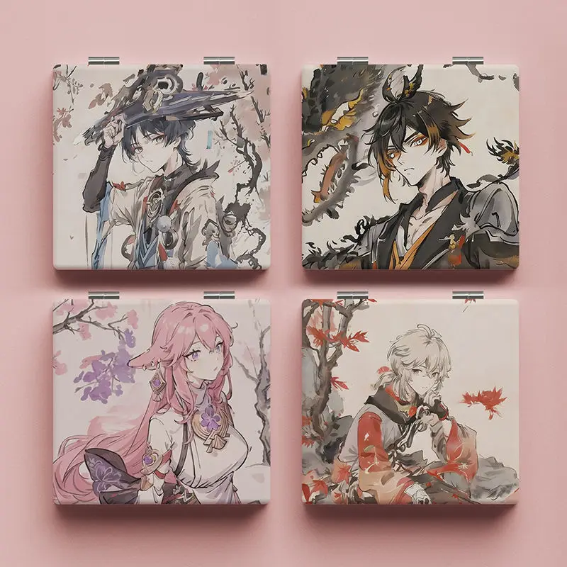 GS Impact Ink and Wash Painting Kaedehara Kazuha Wanderer Merch Kawaii Small Compact Pocket Cosmetic Mirror Double-sided