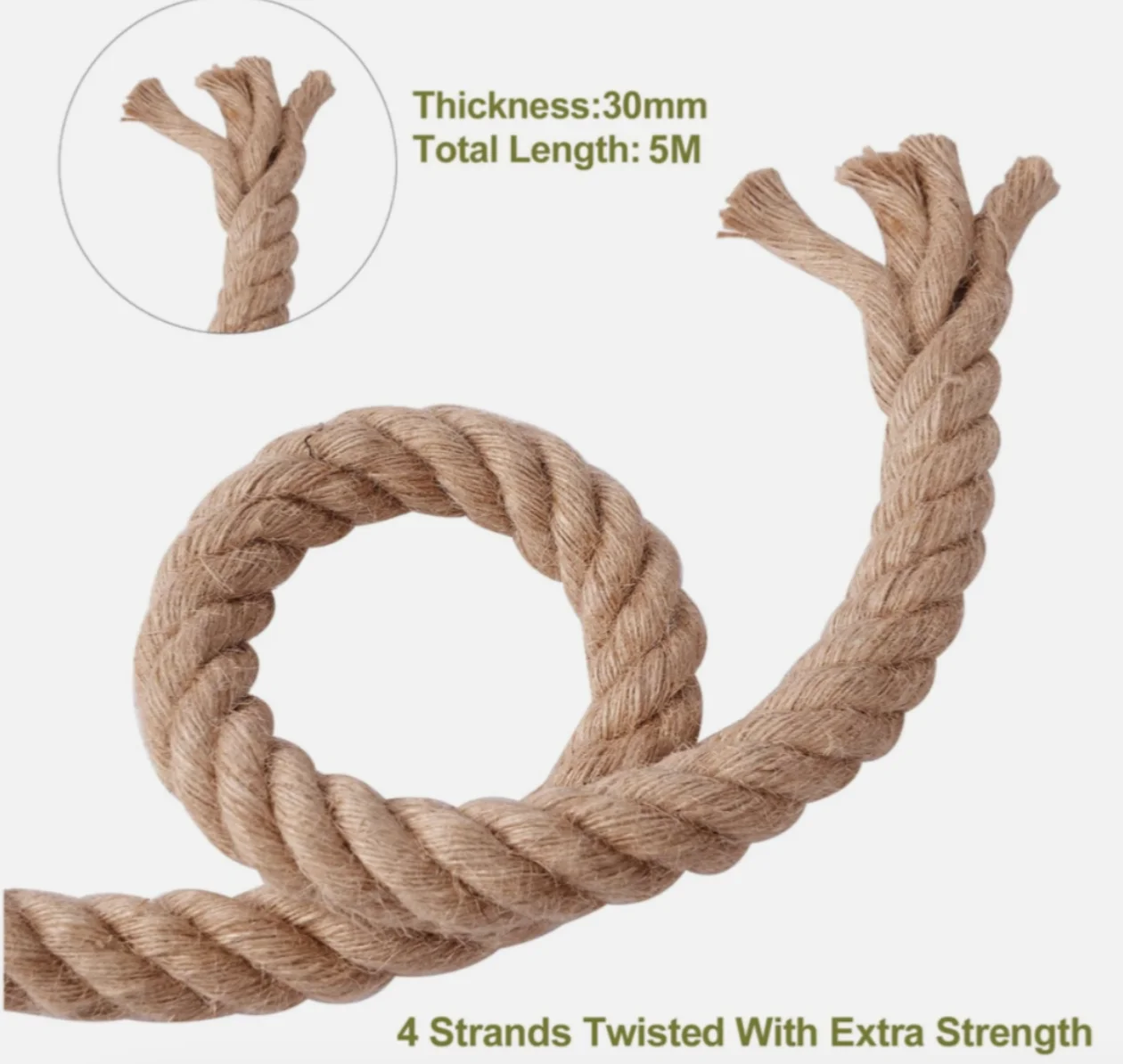 Natural Brown Jute Twine Rope 30mm Rustic String Burlap Cat Scratching Garden
