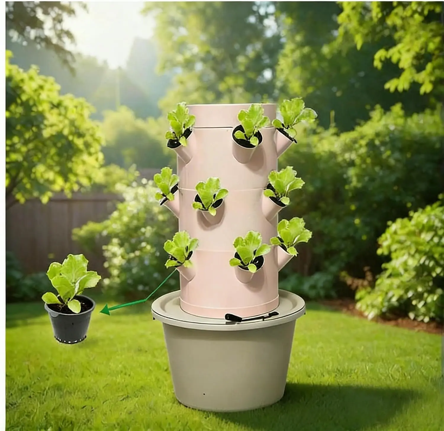 Vertical Hydroponic Growing System 3Layers 15 Holes Indoor Garden Kit with 6 LED Lights for Kitchen Herbs & Veggies