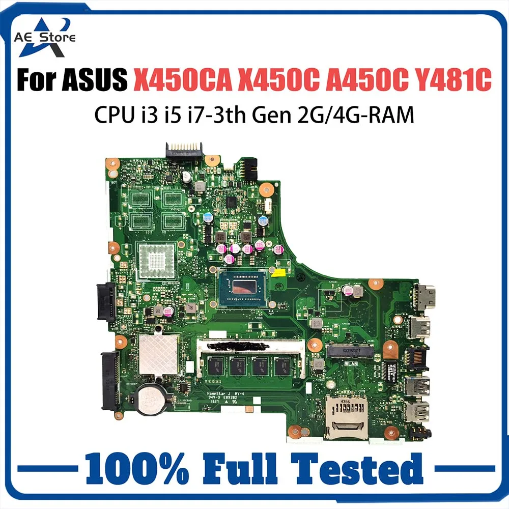 X450CA With CPU 1007U 2GB RAM Notebook Mainboard For Asus X450CC X450C A450C Y481C X450CA Laptop Motherboard