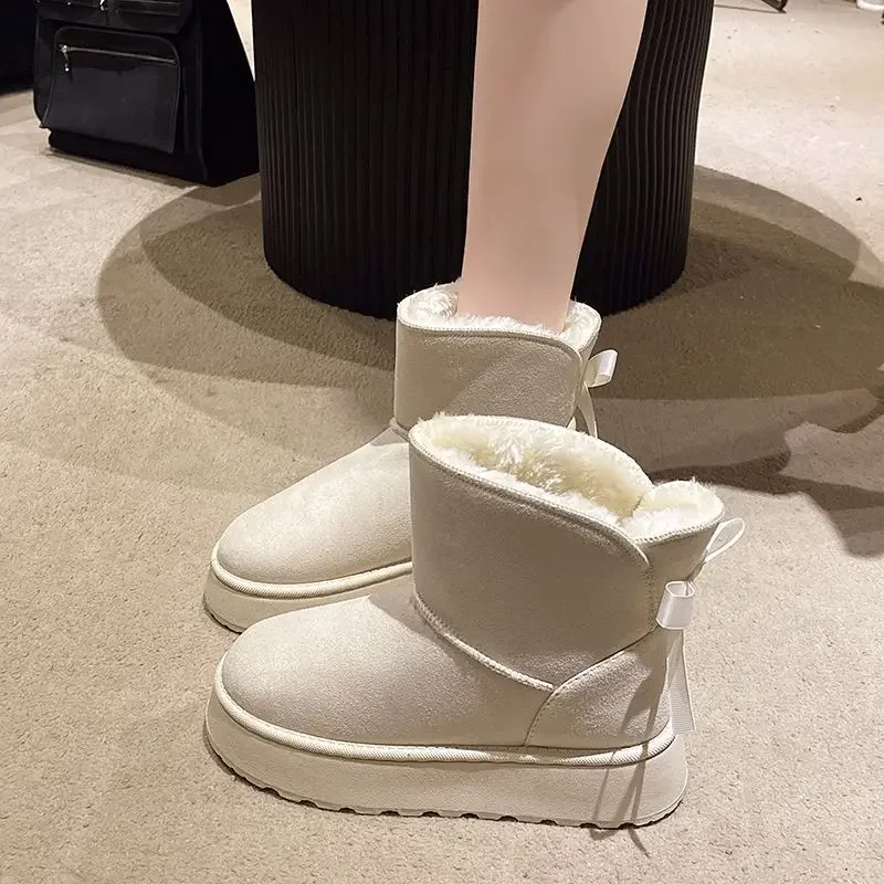 2026 Winter Women Platform Snow Boots Warm Fur Lined Thick Sole Cotton Shoes