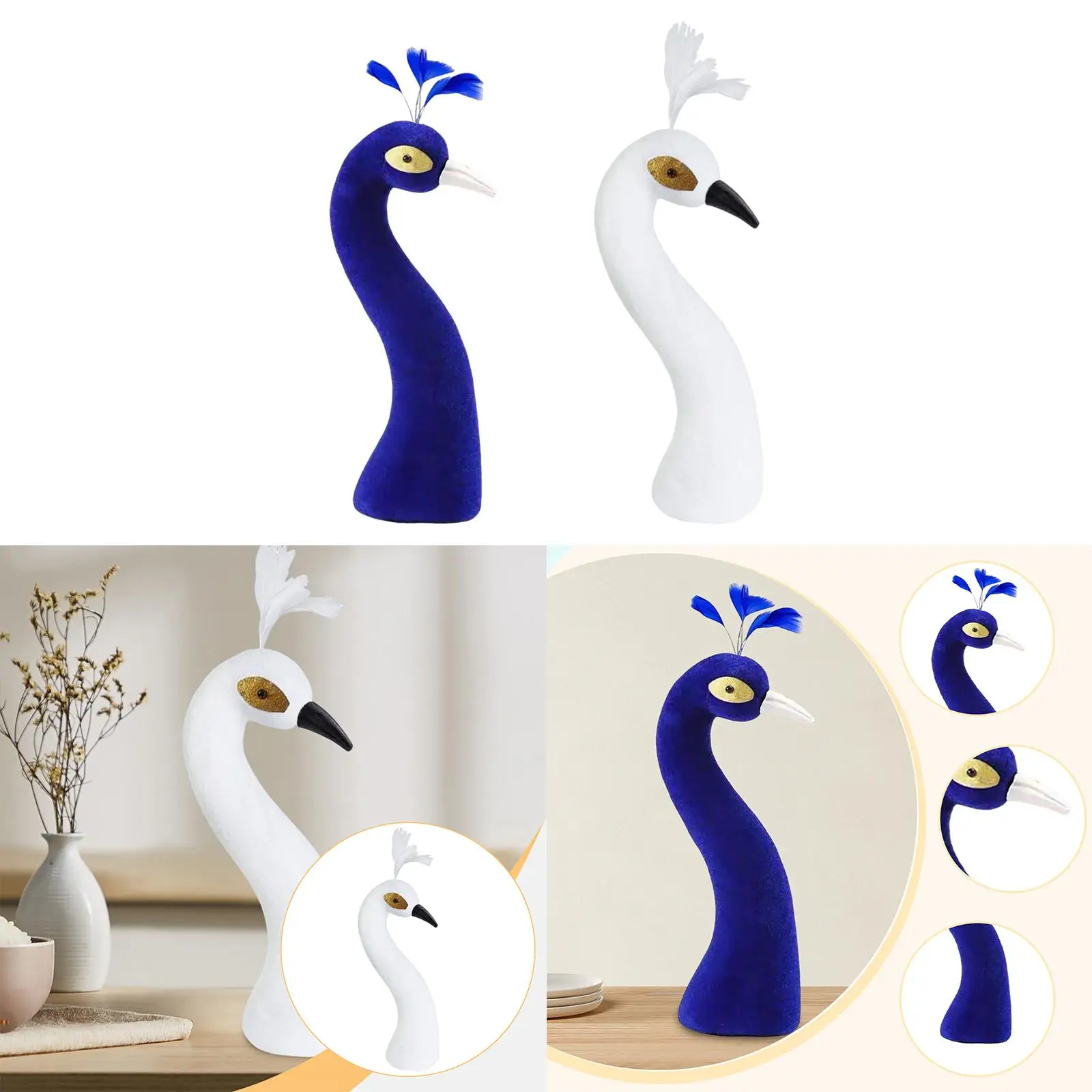 Pfau-Mannequin-Kopf, Blumenarrangement-Dekorationsstatue, Tischdekoration für Jubiläum, Erntedankfest, Hochzeit, Geburtstag