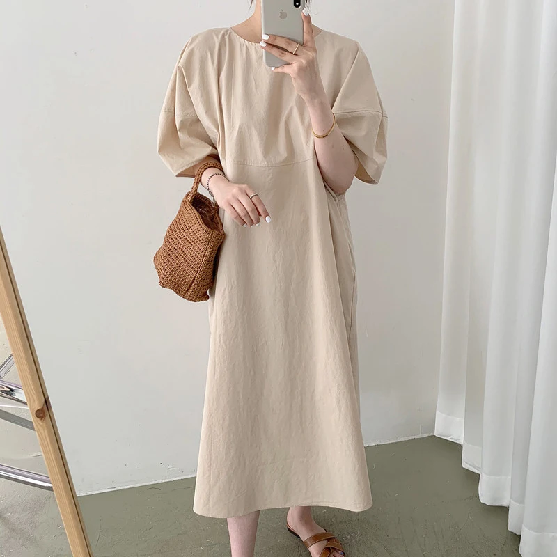 

Short Puff Sleeve Luxury A-Line Dress Vintage Elegant 2022 Party High Waist Woman Dresses Summer Solid Khaki Green Women Vestido