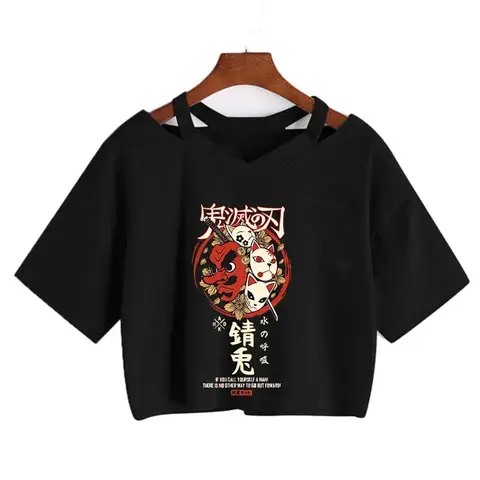 Demon Slayer T-shirt Nezuko T-shirt Dam Kimetsu No Yaiba Crop Top T-shirts Japansk Anime Tanjirou Kamado Toppar Manga T-shirt Dam 10 best sales anime t-shirt manga - №6