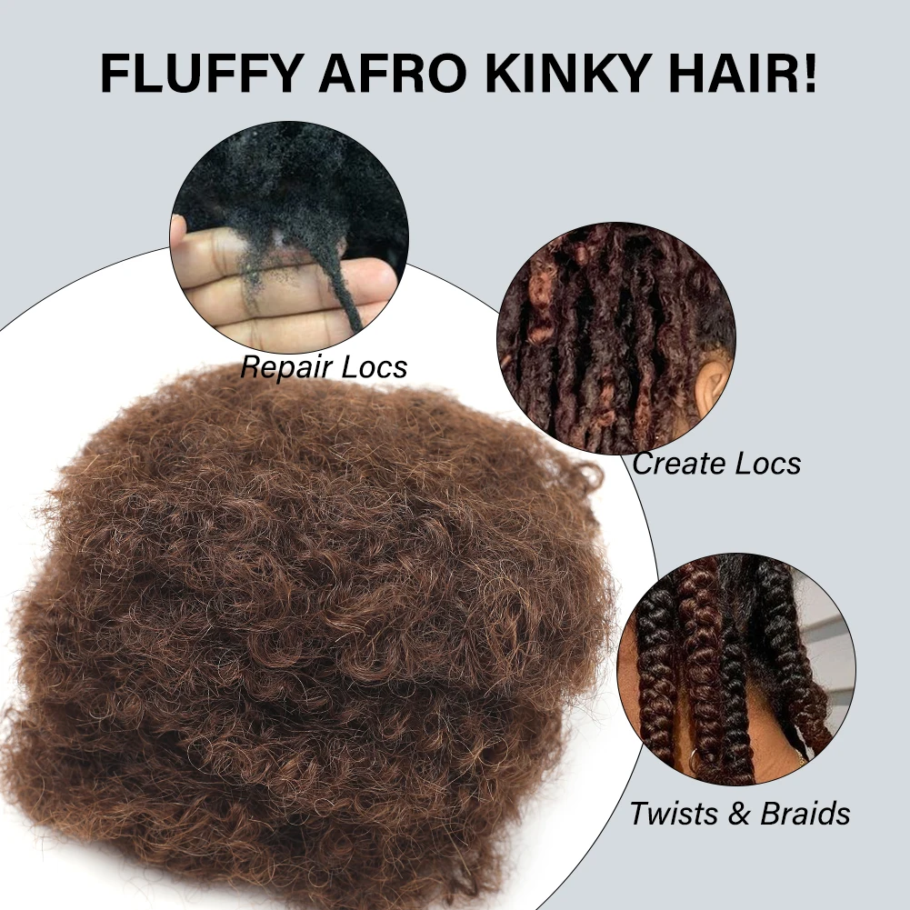 4 #   아프로 킨키 벌크 100% 인모 연장 레게 더러운 머리띠 브라질 천연 크로셰 헤어 향취