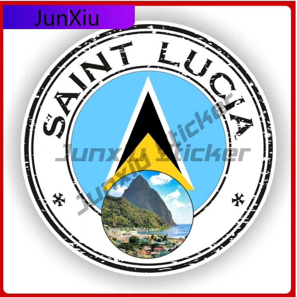 

Saint Lucia02 Seal Round Flag Artistic Auto Exterior Detail Perfect For Outdoor Vehicle Surfaces