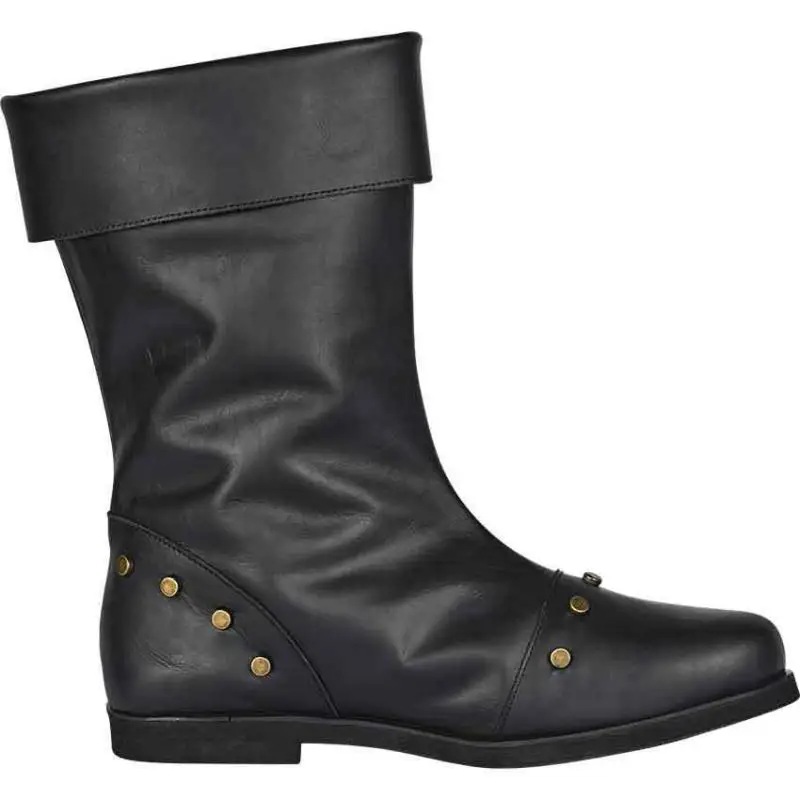 Herren Retro PU-Leder Halbhohe Stiefel mit Nieten und Schnallendetails, Lässiges Design, Klobige Sohle, Casual Outdoor Western-Stiefel – Detail 7
