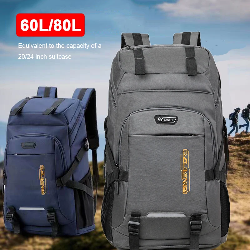 60L/80L Travel Backpack Men Women Large Capacity Luggage Bags Outdoor Sports Camping Hiking Rucksack Two Sizes Bag