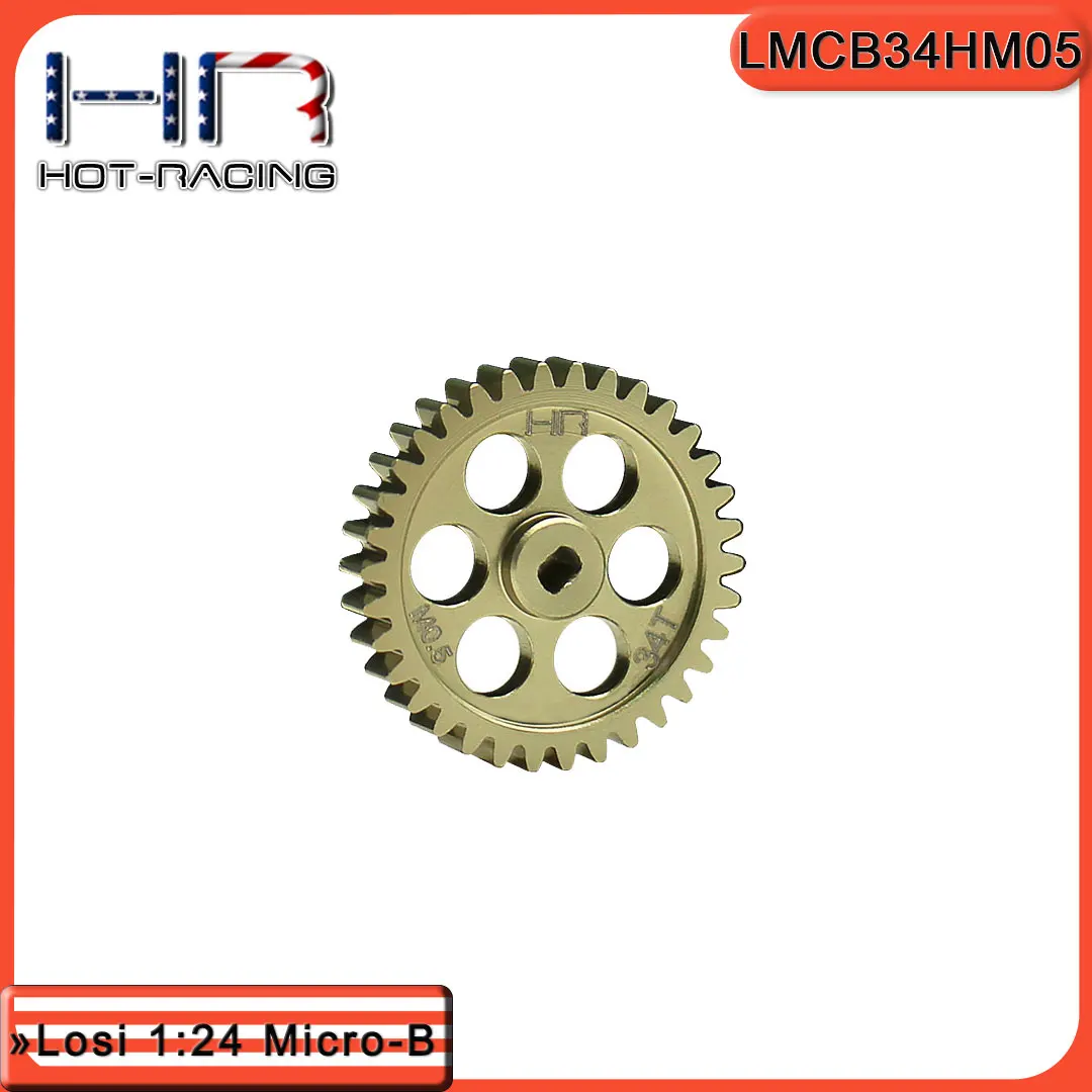 HOT RACING 7075 Hard-Anodized Spur 34T/36T Mod 0.5 for Losi 1/24 Micro-B / Micro-T | Lightweight | Replaces LOS1769 Main Gear