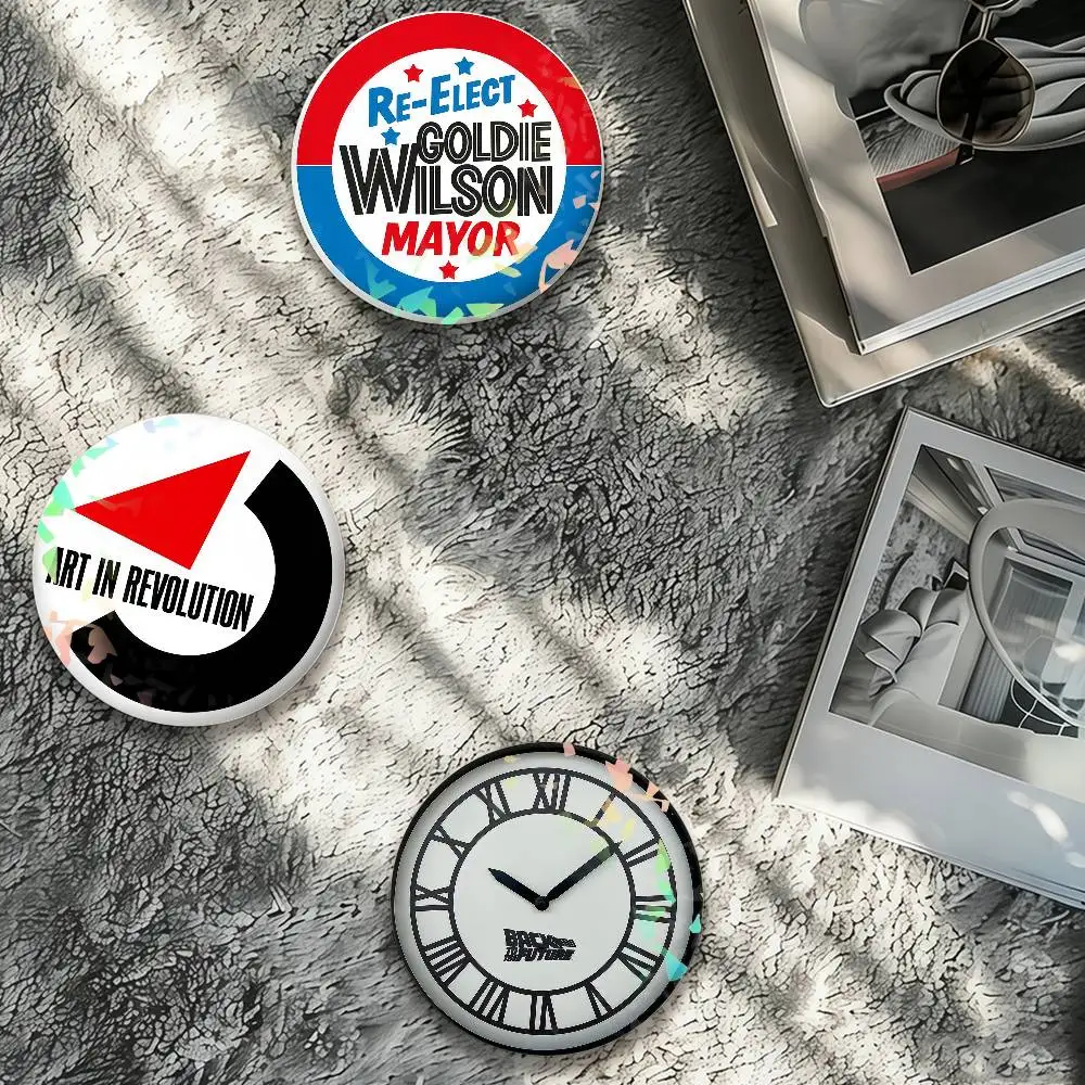Classic Movie Back To The Future Laser Badge Creative Pins Brooch for Bag Clothes Hat Decor Gifts Fans Collect