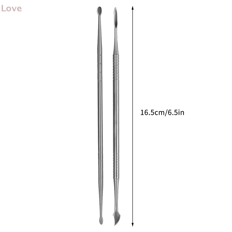 المعادن مزدوجة الرأس مسمار نحت قضيب تمديد الغراء إزالة عصا هلام إزالة ملعقة طلاء الأظافر غمس أداة إزالة الصواميل لصالون #6