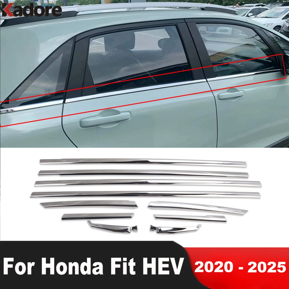 

For Honda Fit HEV 2020 2021 2022 2023 2024 2025 Stainless Steel Bottom Window Frame Sill Trims Molding Strip Car Accessories