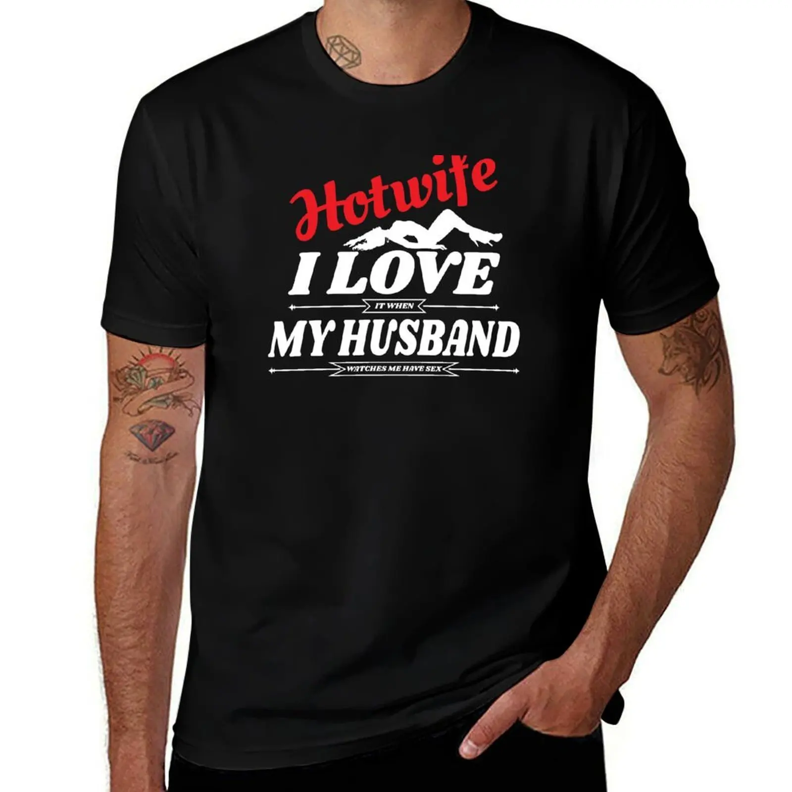 Swinger Hotwife I love (it when) My Husband (watches me have sex) For dark colors T-Shirt Work Wear Simple Tee Shirt T-Shirt