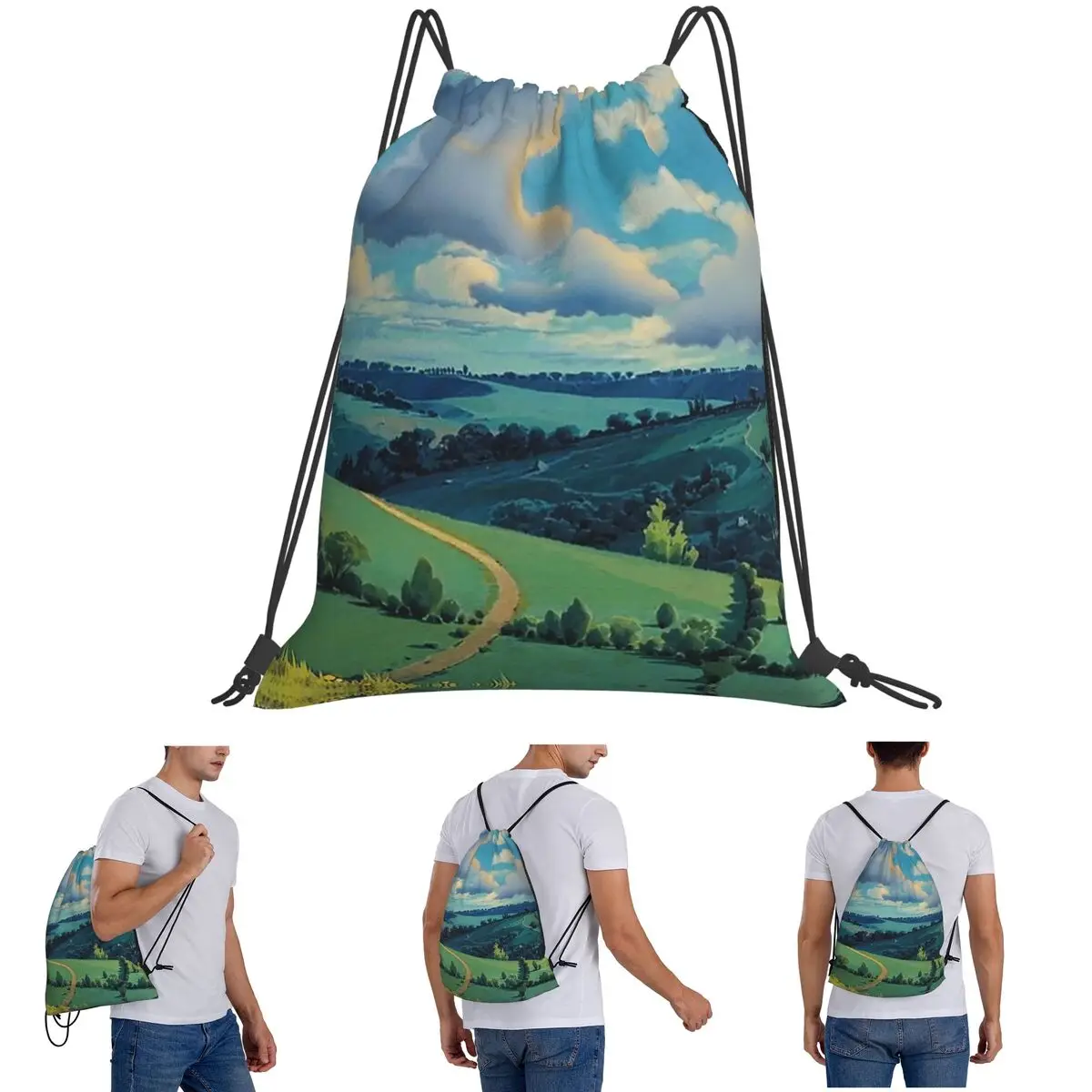 Laputa Castle In The Sky Backpacks Portable Drawstring Bags Storage Bag Book Bags for Travel Students