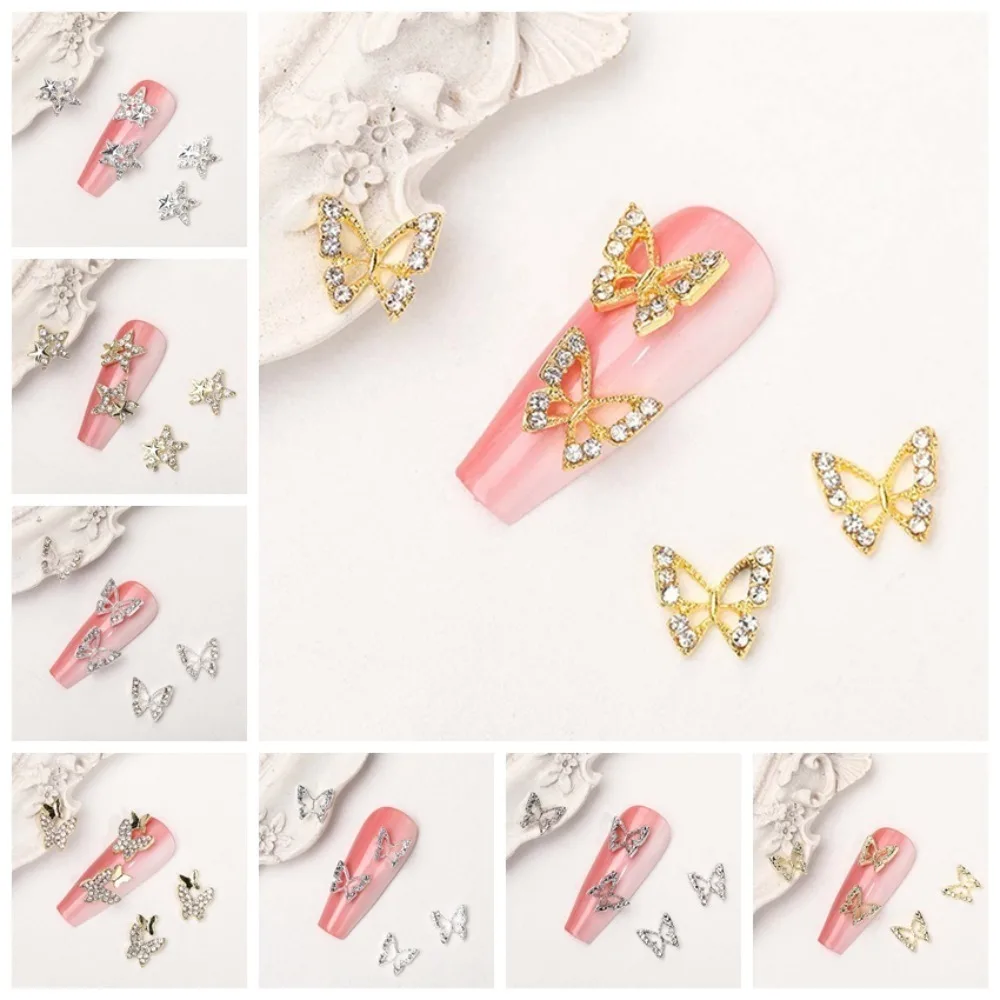 

10Pcs/set Nail Accessories Butterfly Nail Decorations DIY Nail Ornaments Crystal Nail Charms Star Nail Rhinestones Nail Supplies