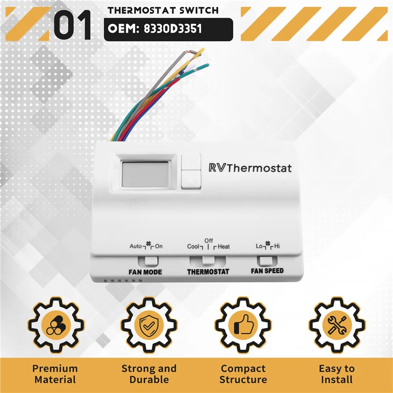New Cooling & Heating Wall-Mount Thermostat Rv Thermostat Switch Air Conditioning Thermostat 8330D3351 For RV