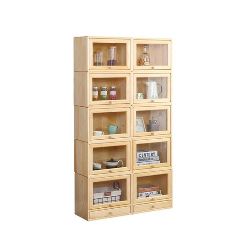 

All solid wood lattice free combination storage cabinet