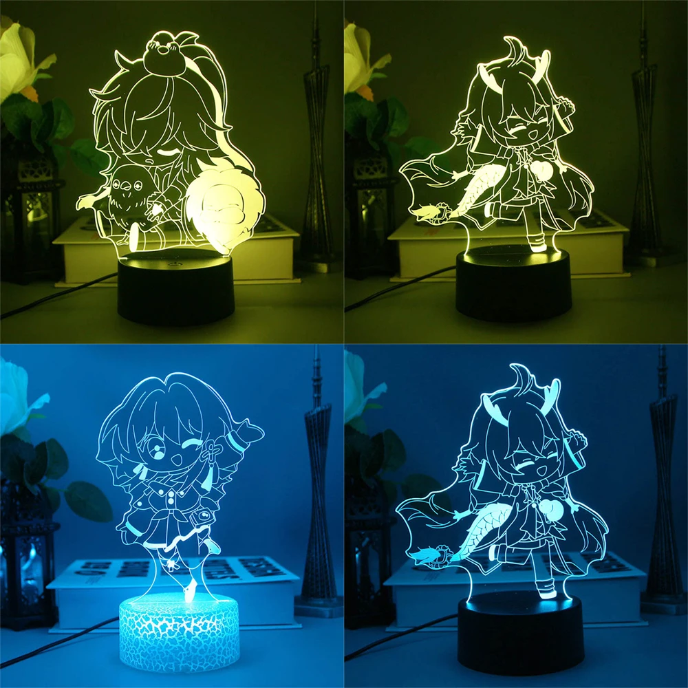 Bailu March 7 Creative Table Lamp Toy Children Decoration Gi New Honkai Star Rail Figure 3d Led Night Light Jingyuan Decoration