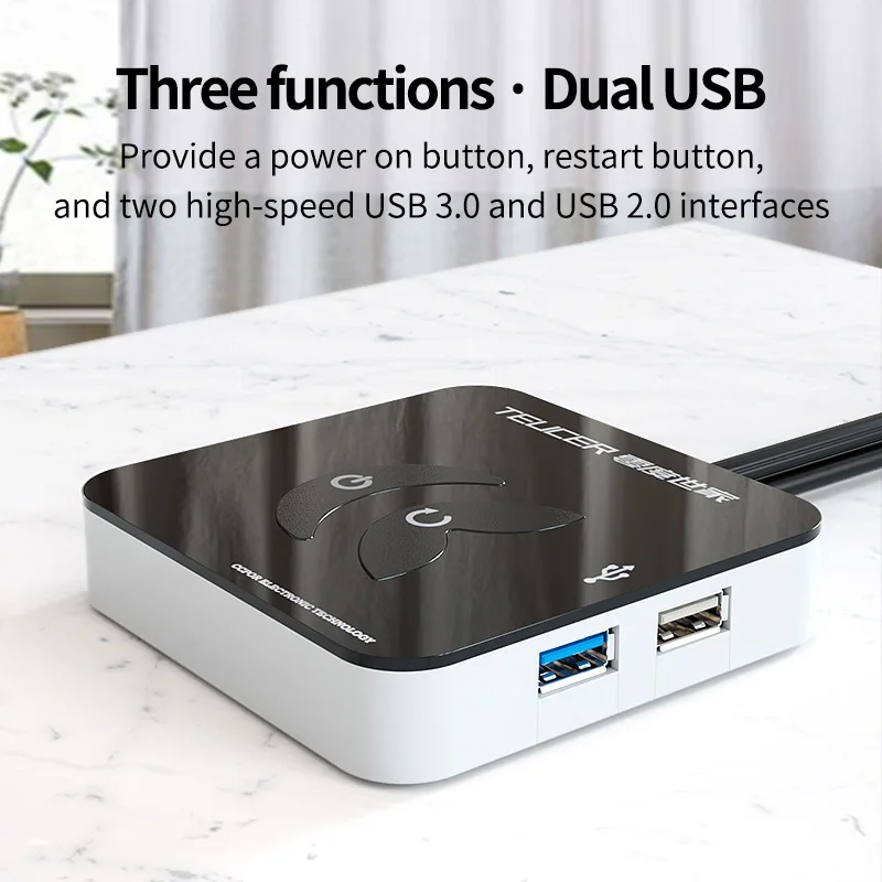 TEUCER KG-03 Portable Desktop Computer PC Case Power Supply  Switch With USB Desktop Host External Start Button With USB 3.0