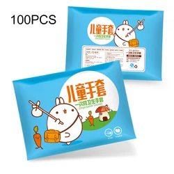 100pcs Transparent Restaurant Kitchen Disposable Gloves Kids Children Barbecue BBQ Cleaning Tool PE Household Ultra Thin Mitten