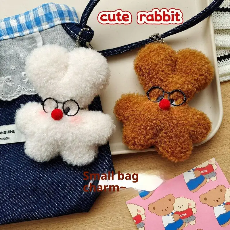 جميل الكرتون الأرنب دمية قلادة أفخم المفاتيح لطيف مضحك لينة محشوة دمية زخرفة لعبة ظهره شنقا الديكور الهدايا