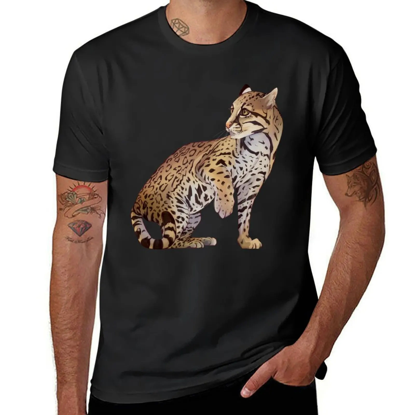 Ocelot T-Shirt kawaii clothes hippie clothes anime clothes tops Men's cotton t-shirt