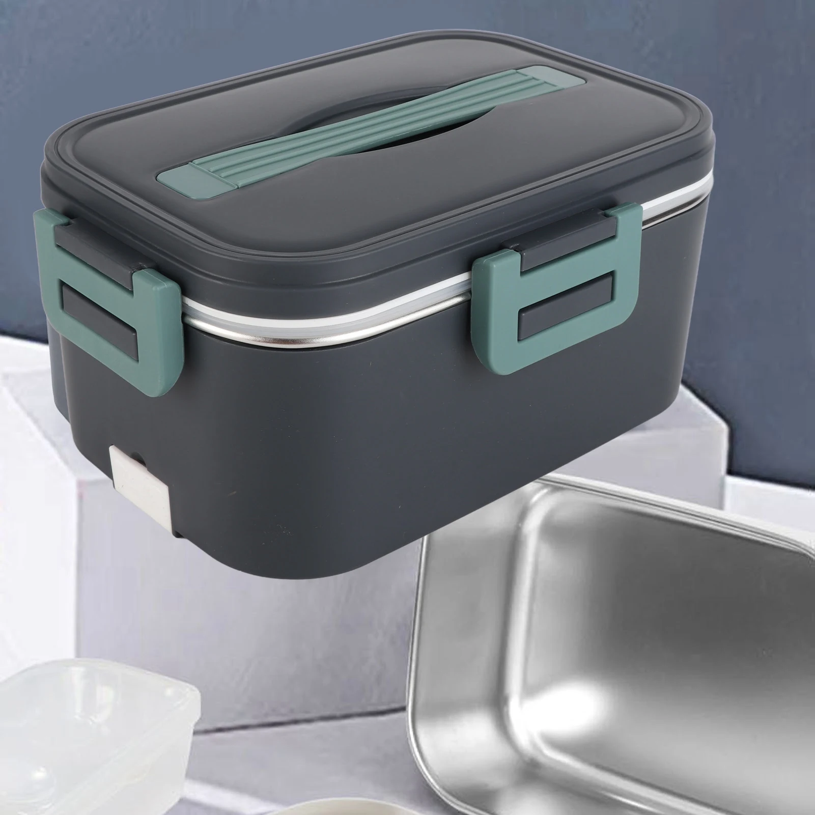 

Электрический ланч-бокс 1,8 л, 360-градусный циркуляционный нагрев, SUS304, подкладка, можно мыть в посудомоечной машине, портативный подогреватель для обеда для домашнего автомобиля