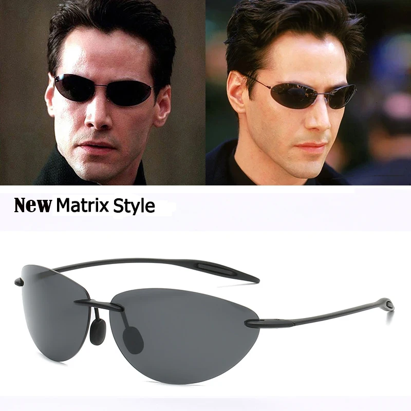 New Fashion Matrix Style Ultralight Polarized Sunglasses Men 2025 Rimless Driving Sports Brand Sun Glasses Oculos De Sol