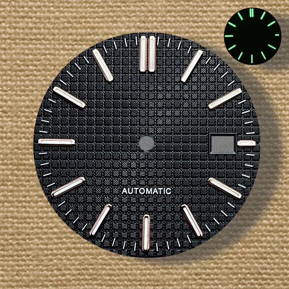 คุณภาพสูงคลาสสิก 31.8 มม.S โลโก้ oak dial เหมาะสําหรับ NH35 การเคลื่อนไหวอัตโนมัติสีเขียว night light นาฬิกาการปรับเปลี่ยน accessorie